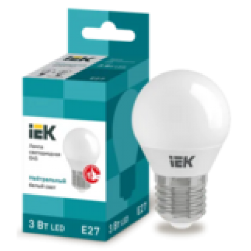 IEK Лампа светодиодная G45 шар 3Вт 230В 4000К E27 (LLE-G45-3-230-40-E27)