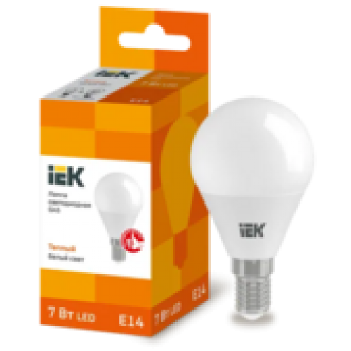 IEK Лампа светодиодная G45 шар 7Вт 230В 3000К E14 (LLE-G45-7-230-30-E14)