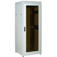 IEK ITK LINEA N Шкаф сетевой 19 28U 800х800мм стеклянная передняя дверь задняя металлическая серый (LN35-28U88-GM)