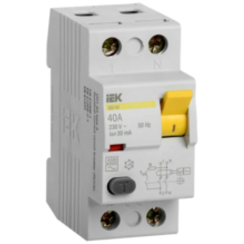 IEK Выключатель дифференциальный (УЗО) ВД1-63 2Р 40А 30мА (MDV10-2-040-030)