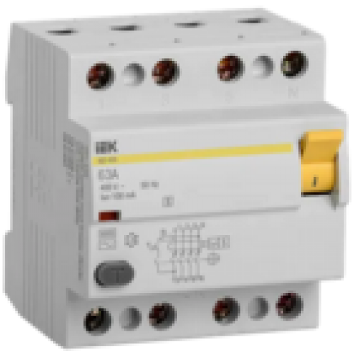 IEK Выключатель дифференциальный (УЗО) ВД1-63S 4Р 63А 100мА  (MDV12-4-063-100)