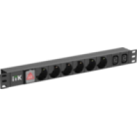 IEK ITK PDU 6 розеток немецкий стандарт + 2 С13 c LED выключателем 1U вход С14 без кабеля алюминиевый профиль (PH12-6D2C133)