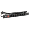 IEK ITK PDU 7 розеток нем. стандарт, с LED выключателем,1U, шнур 2м вилка нем. стандарт, алюминиевый профиль (PH12-7D1)