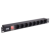 IEK ITK PDU 8 розеток нем. стандарт, с LED выключателем, 1U, шнур 2м вилка нем. стандарт, алюминиевый профиль (PH12-8D1)