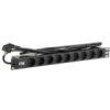 IEK ITK PDU 9 розеток DIN49440 (нем. станд.) 1U, шнур 2м вилка DIN49441 (нем. станд.), алюминиевый профиль, черный (PH22-9D1)