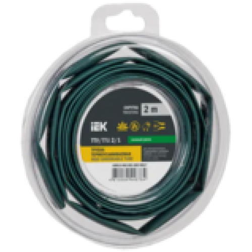 IEK Трубка термоусадочная ТТУ нг-LS 2/1 зеленая (2м/упак) (UDR12-002-001-002-K06-T)