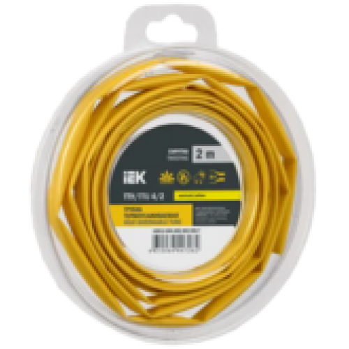 IEK Трубка термоусадочная ТТУ нг-LS 4/2 желтая (2м/упак) (UDR12-004-002-002-K05-T)