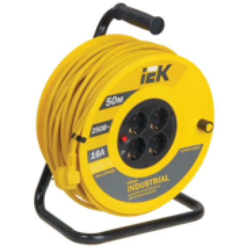 IEK Катушка УК50 с термозащитой 4 места 2P+PE/50м 3х1,5мм2 INDUSTRIAL (WKP15-16-04-50)