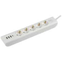 IEK MODERN Удлинитель У05В 5 мест с заземляющим контактом 2м 3х1мм2 16А/250В USBх4 белый (WYP12-16-05-02-ZKU-K01)